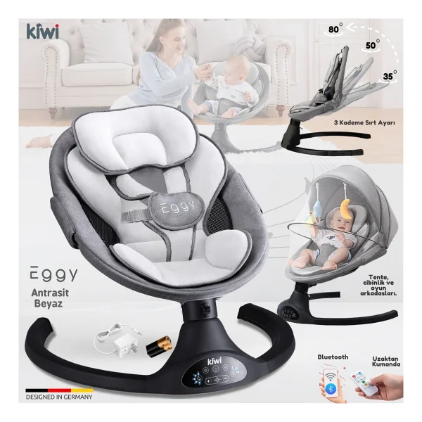 Kiwi Eggy Plus Elektrikli Otomatik Sallanan Ana Kucağı - Görsel 10