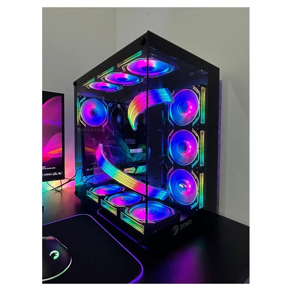 Zoko King Kumandalı Argb Fanlı Temper Camlı Oyuncu Kasası 7 X 12 Cm Siyah - Görsel 3