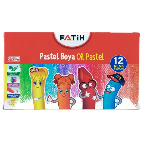 Fatih Pastel Boya Ilkokul Ortaokula Çocuk Dostu 12 Farklı Canlı Renk - Renkli - Görsel 6
