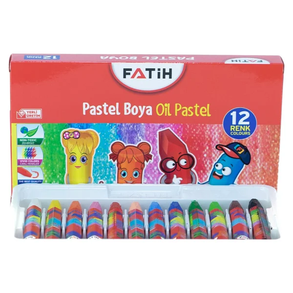 Fatih Pastel Boya Ilkokul Ortaokula Çocuk Dostu 12 Farklı Canlı Renk - Renkli - Görsel 2