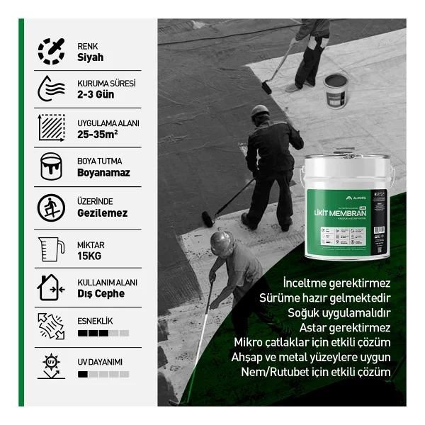 Alkoru Lite Kauçuk Ve Elyaf Katkılı 15 Kg Likit Membran - Görsel 2