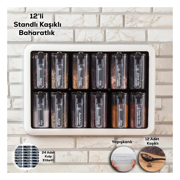 Porsima Simple Random 1165 Siyah 12'li Baharat Takımı - Görsel 4