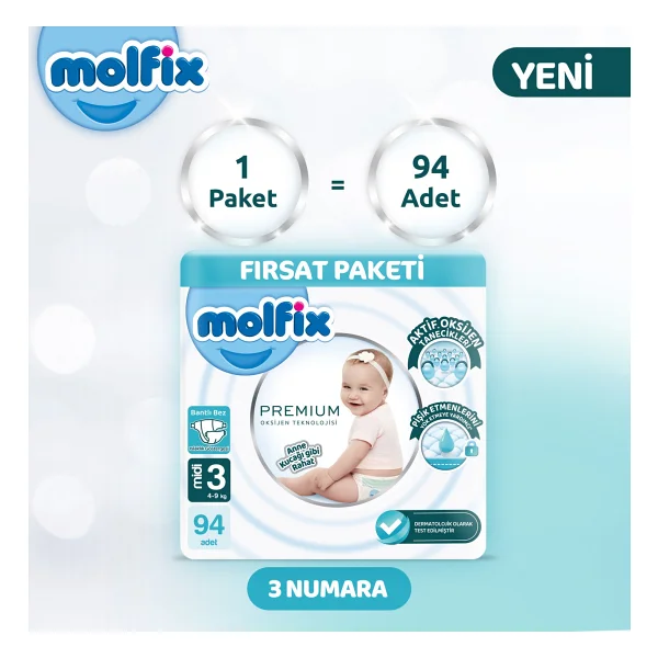 Molfix Premium 3 Numara Midi 94'lü Bebek Bezi - Görsel 2