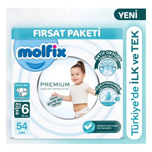 Molfix Premium 6 Numara Extra Large 54'lü Bebek Bezi - Görsel 6