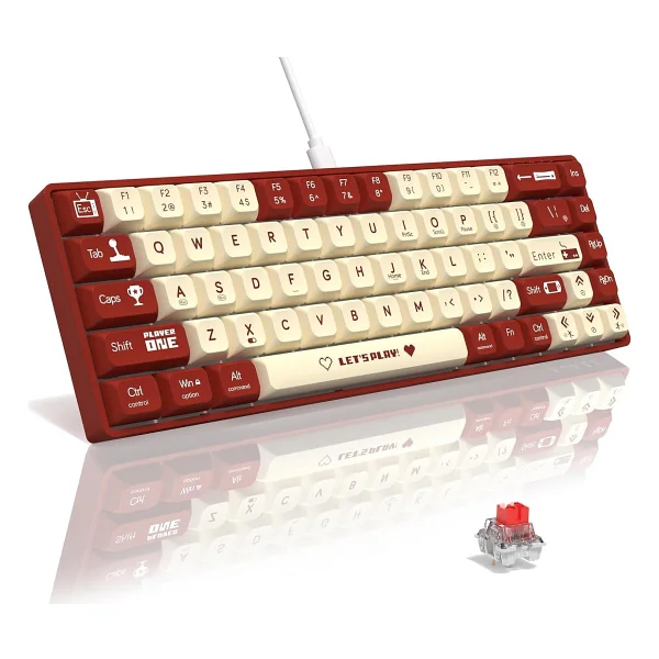 Ajazz Ak680 Beyaz-Mor %65 Tkl Brown Switch Kablolu Mekanik Oyuncu Klavyesi - Görsel 9