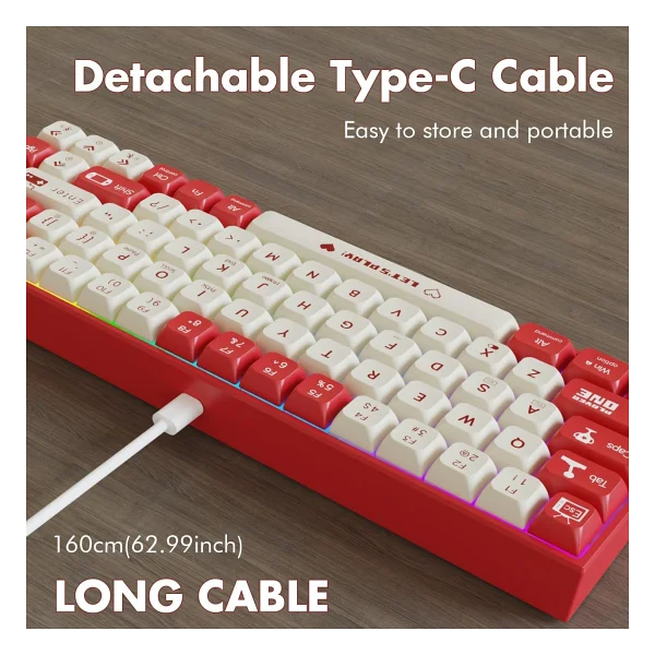 Ajazz AK680 Kırmızı %65 TKL Brown Switch Kablolu Mekanik Oyuncu Klavyesi - Görsel 5