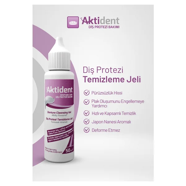 Aktident 50 Ml Diş Protezi Temizleme Jeli Nane Aromalı Granülsüz Beyazlatıcı Özellik - Görsel 2