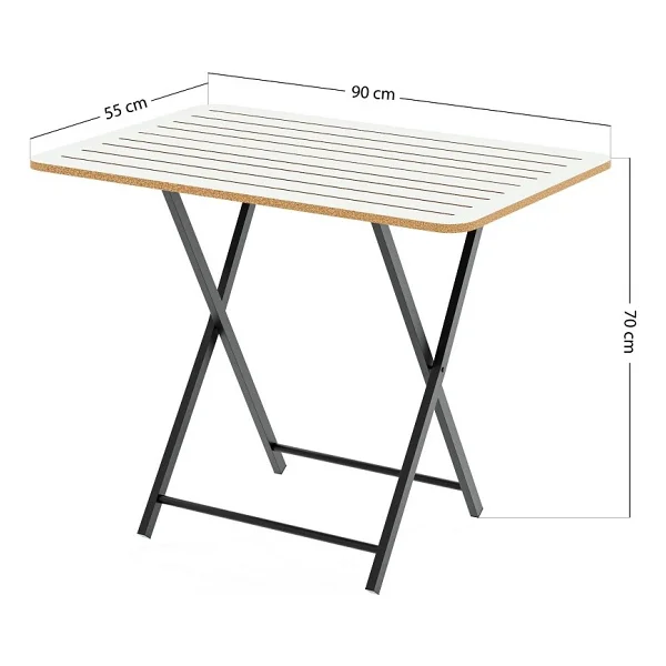 Eportatif Katlanır 4 Kişilik Bahçe Masası Bistro Masa 55x90 Beyaz 1425 - Görsel 3