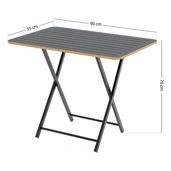 Eportatif Katlanır 4 Kişilik Bahçe Masası Bistro Masa 55x90 Füme 1426 - Görsel 3