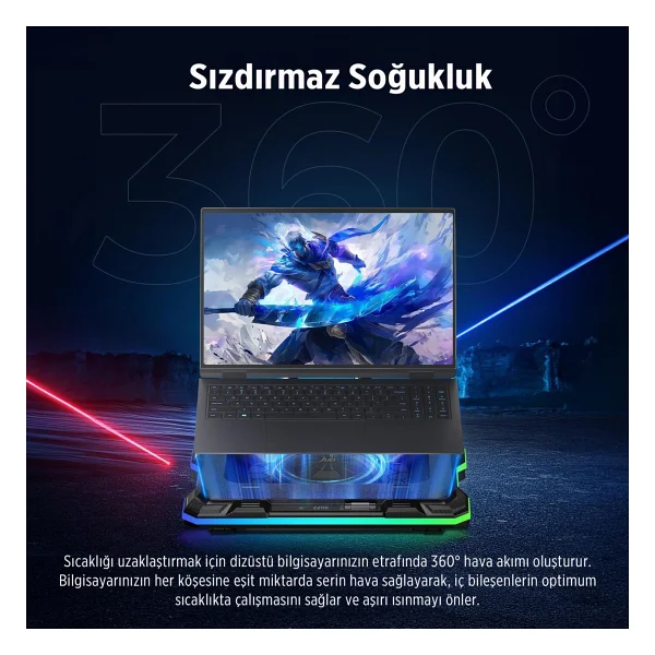 Juo Yeti RGB Fanlı USB 2.0 14"-19" Laptop Soğutucu - Görsel 5