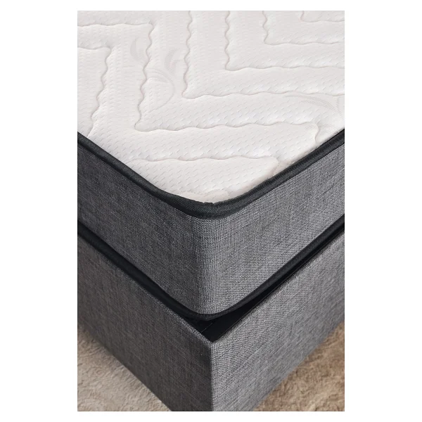 Niron Yatak Silver Çift Kişilik Yatak Seti 160x200 Cm, Full Ortopedik Sert Yatak Kaydırmaz Kumaş Kaplı Metal Baza Ve Başlık Takımı - Gri - 160 X 200 Cm - Görsel 7
