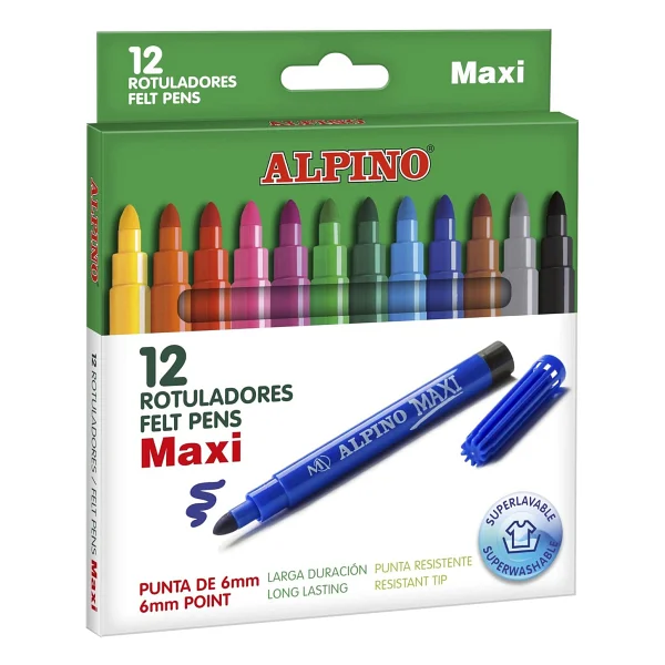 Alpino Keçeli Boya Kalemi 12 Renk Maxi AR-06 - Görsel 4