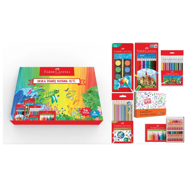 Faber-Castell Okula Dönüş Boyama Seti 56 Parça Renkli Kalemler Ve Boyalarla Eğlenceli Aktiviteler - Görsel 9