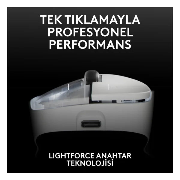 Logitech G Pro X Superlight 2 Dex 910-007366 Beyaz Lightspeed Hero Şarjlı Optik Kablosuz Oyuncu Mouse - Görsel 3
