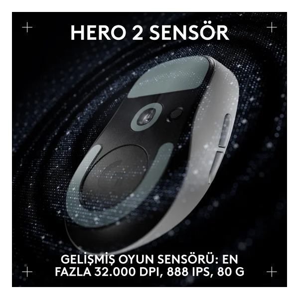 Logitech G Pro X Superlight 2 Dex 910-007366 Beyaz Lightspeed Hero Şarjlı Optik Kablosuz Oyuncu Mouse - Görsel 5