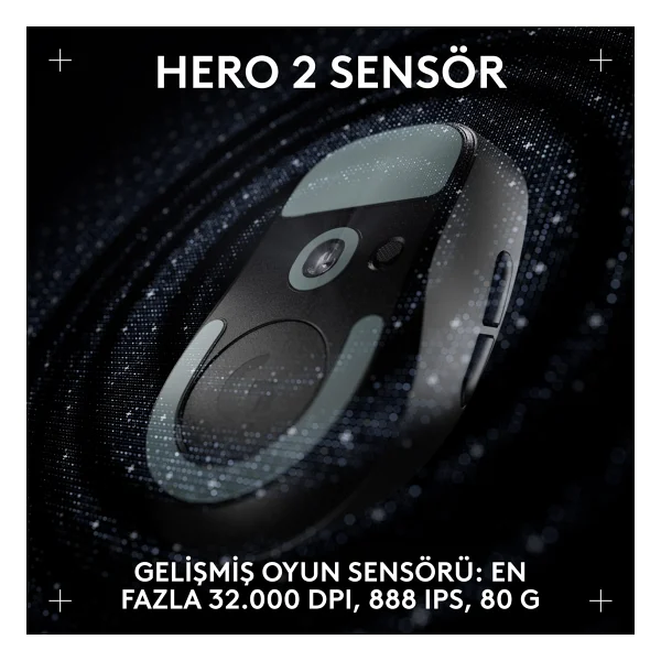 Logitech G Pro X Superlight 2 Dex 910-007358 Siyah Lightspeed Hero Şarjlı Optik Kablosuz Oyuncu Mouse - Görsel 6