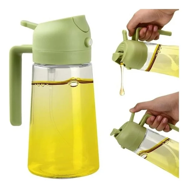 Uray Home Cam Yağdanlık Çift Fonksiyonlu 500ml Kulplu Zeytinyağı Sıvıyağ Şişesi Airfryer Sprey Yağlık Beyaz Yada Gri - Görsel 2
