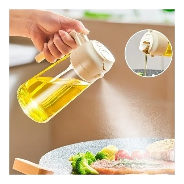 Uray Home Cam Yağdanlık Çift Fonksiyonlu 500ml Kulplu Zeytinyağı Sıvıyağ Şişesi Airfryer Sprey Yağlık Beyaz Yada Gri - Görsel 3