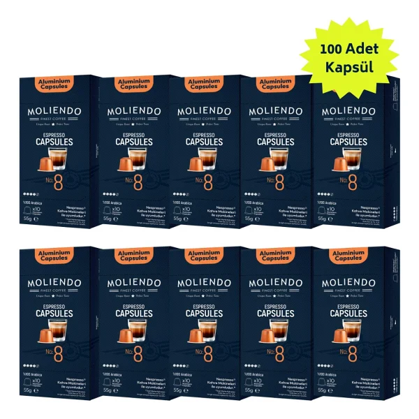 Moliendo Alüminyum Kapsül Kahve No:8 Avantaj Paketi (100 Adet Nespresso Uyumlu Alüminyum Kapsül) - Görsel 7