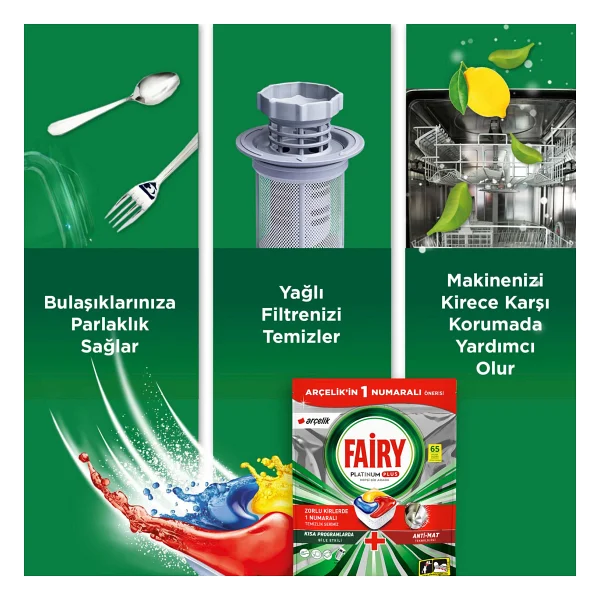 Fairy Platinum Plus Bulaşık Makinesi Tableti 65'li - Görsel 5