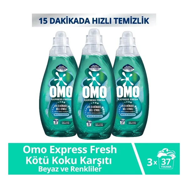 Omo Express Fresh Kötü Koku Karşıtı Beyazlar Ve Renkliler İçin Sıvı Deterjan 1.48 Lt 3'lü - Görsel 6