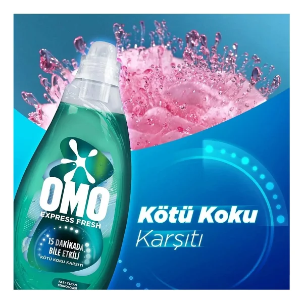 Omo Express Fresh Kötü Koku Karşıtı Beyazlar Ve Renkliler İçin Sıvı Deterjan 1.48 Lt 6'lı - Görsel 3