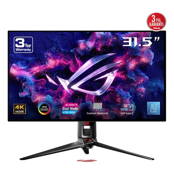 Asus Rog Swift OLED PG32UCDP 32" 0.03 ms 4K 240 Hz - Full HD 480 Hz OLED Oyuncu Monitörü - Görsel 2