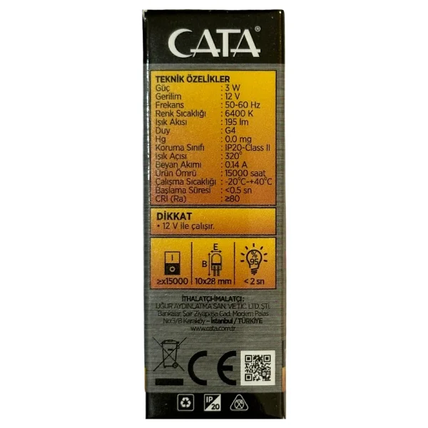 Cata Ct-4255 Beyaz Işık 3 W G4 2'li Kapsül LED Ampul - Görsel 4
