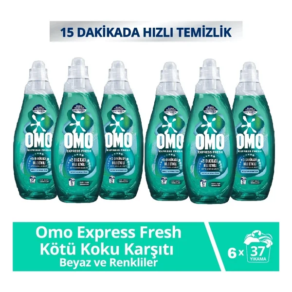 Omo Express Fresh Kötü Koku Karşıtı Beyazlar Ve Renkliler İçin Sıvı Deterjan 1.48 Lt 6'lı - Görsel 6