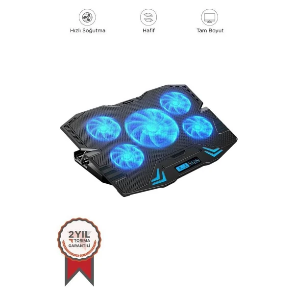 Torima Laptop Soğutucu Ayarlanabilir RGB Dizüstü Bilgisayar Soğutma Fanı Cf05 Siyah - Görsel 7