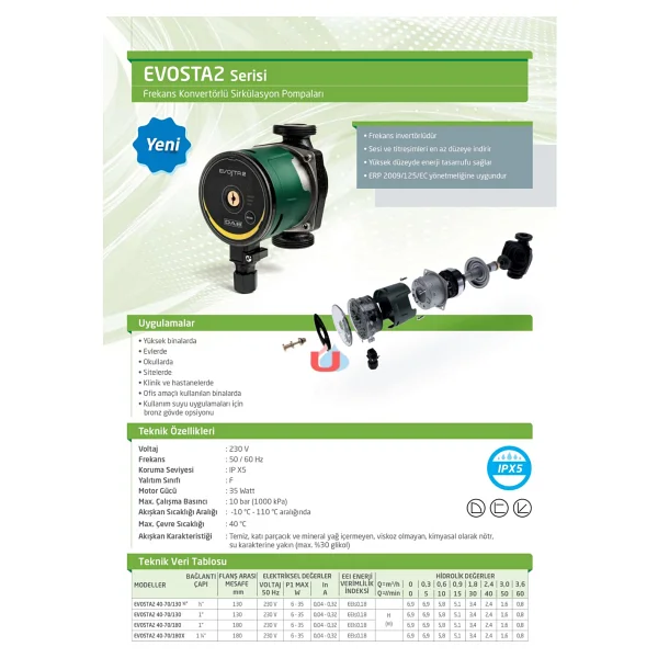 Dab Evosta2 40-70 130 Mm Sirkülasyon Pompası - Görsel 4