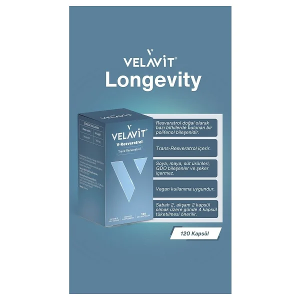 Velavit V-Resveratrol 120 Kapsül - Görsel 3