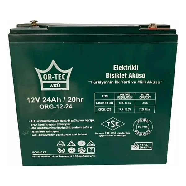 Or-Tec Akü 12 V ,24ah ,Jel Akü Elekrikli Bisiklet Aküsü - Görsel 2