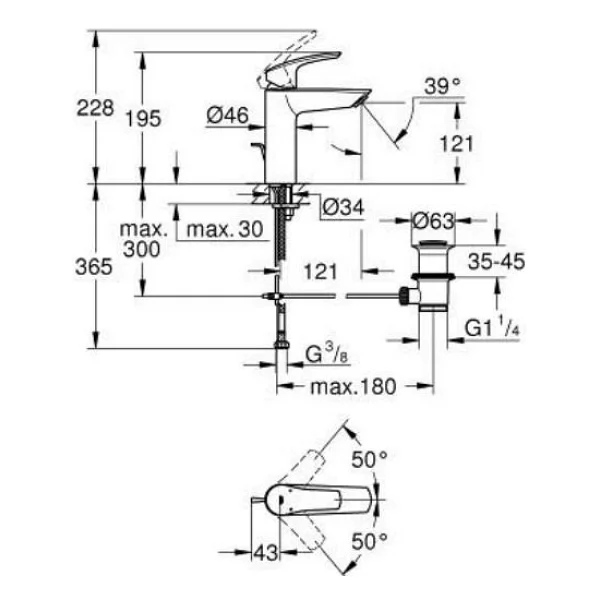 Grohe Eurosmart M 233222433 Mat Siyah Tek Kumandalı Lavabo Bataryası - Görsel 4