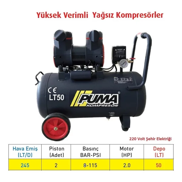Puma Pslyh50/2m 50 Lt Sessiz Yağsız Kompresör - Görsel 6