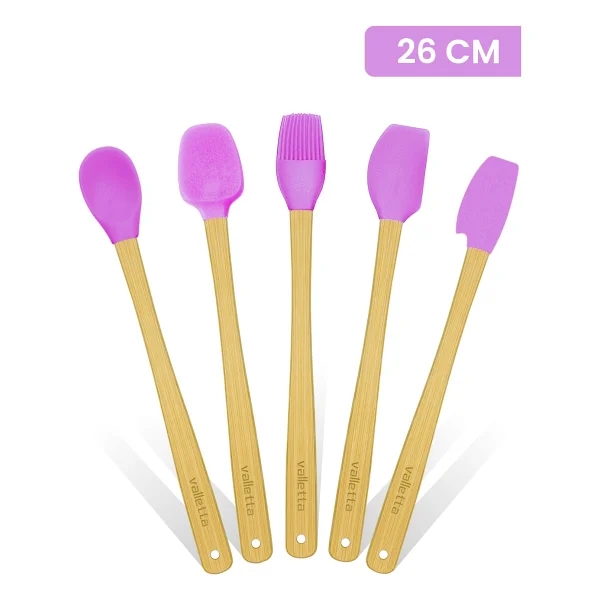 Valletta Indigo 5'li Mor Bambu Silikon Spatula Seti Uzun 26 Cm - 5 Parça 26 Cm - Görsel 8