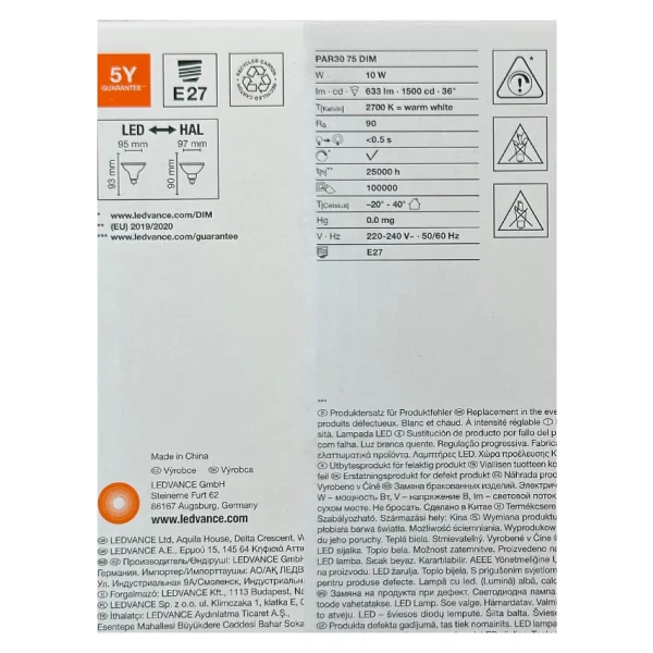 Osram Ledvance 10W (75W) 2700K (Sarı Işık) Par30 E27 Duylu Dim Edilebilir Led Spot (8 Adet) - Görsel 4