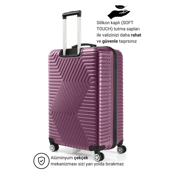 G&D Polo Suitcase Abs Orta Ve Büyük Boy Mürdüm 2'li Valiz Seti 600.09-B - 2'li Set - Görsel 3