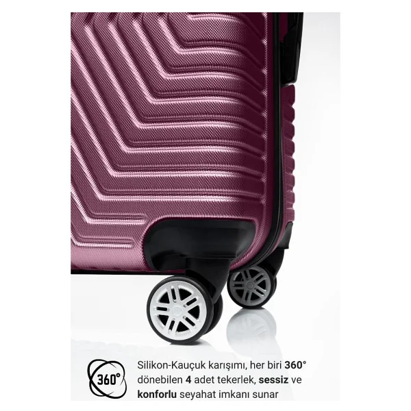 G&D Polo Suitcase Abs Orta Ve Büyük Boy Mürdüm 2'li Valiz Seti 600.09-B - 2'li Set - Görsel 4
