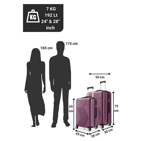 G&D Polo Suitcase Abs Orta Ve Büyük Boy Mürdüm 2'li Valiz Seti 600.09-B - 2'li Set - Görsel 5