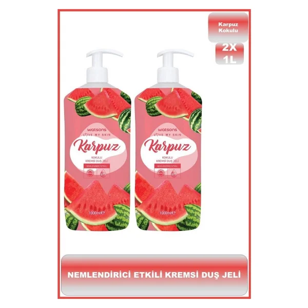 Watsons Kremsi Karpuz Kokulu 1000 Ml 2 Adet Duş Jeli - Görsel 3