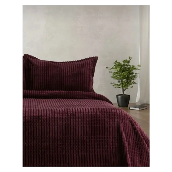 Merinos Modern Line 3 Parça Battaniye Seti Cherry Renk - Görsel 2