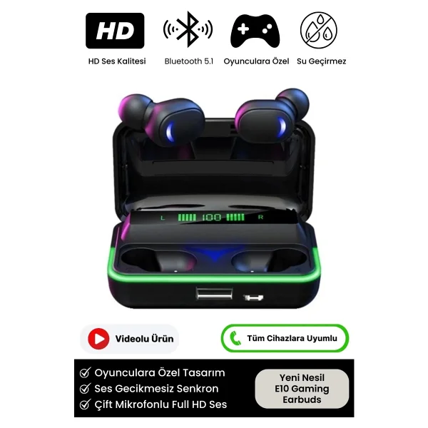 Torima E10 Dijital Ekran TWS Kablosuz Kulak İçi Bluetooth Kulaklık - Görsel 2