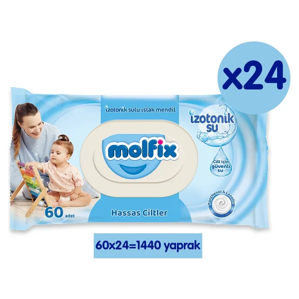 Molfix İzotonik Sulu Hassas Ciltler 60 Yaprak 24'lü Paket Islak Mendil - Görsel 9