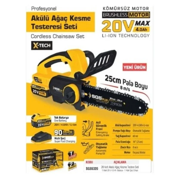Sgs 5320 20 V Akülü Motorlu Testere - Görsel 3
