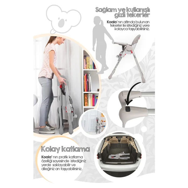 Kiwi Safe & Comfort Koala All İn One Mama Sandalyesi - Görsel 4