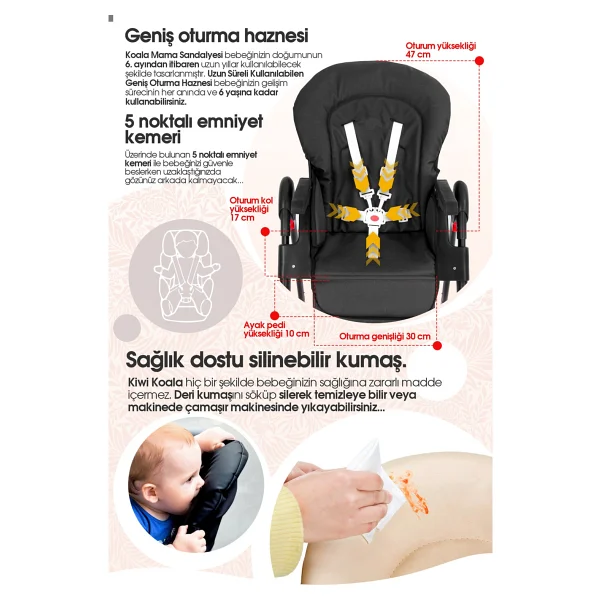 Kiwi Safe & Comfort Koala All İn One Mama Sandalyesi - Görsel 8