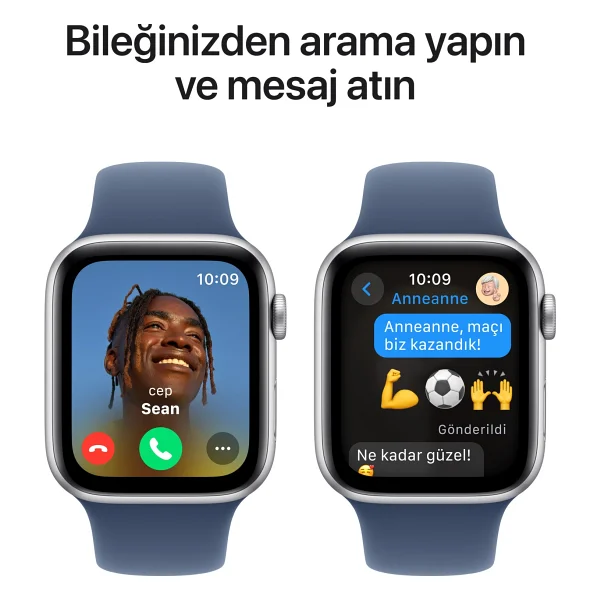 Apple Watch Se 2 2023 GPS + Cellular 44mm Gümüş Rengi Alüminyum Kasa Ve Kot Rengi Spor Kordon Akıllı Saat - Görsel 4