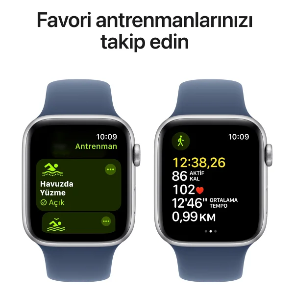 Apple Watch Se 2 2023 GPS + Cellular 44mm Gümüş Rengi Alüminyum Kasa Ve Kot Rengi Spor Kordon Akıllı Saat - Görsel 6