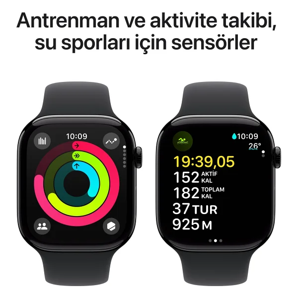 Apple Watch Series 10 GPS + Cellular 42mm Simsiyah Alüminyum Kasa Ve Siyah Spor Kordon Akıllı Saat - Görsel 4